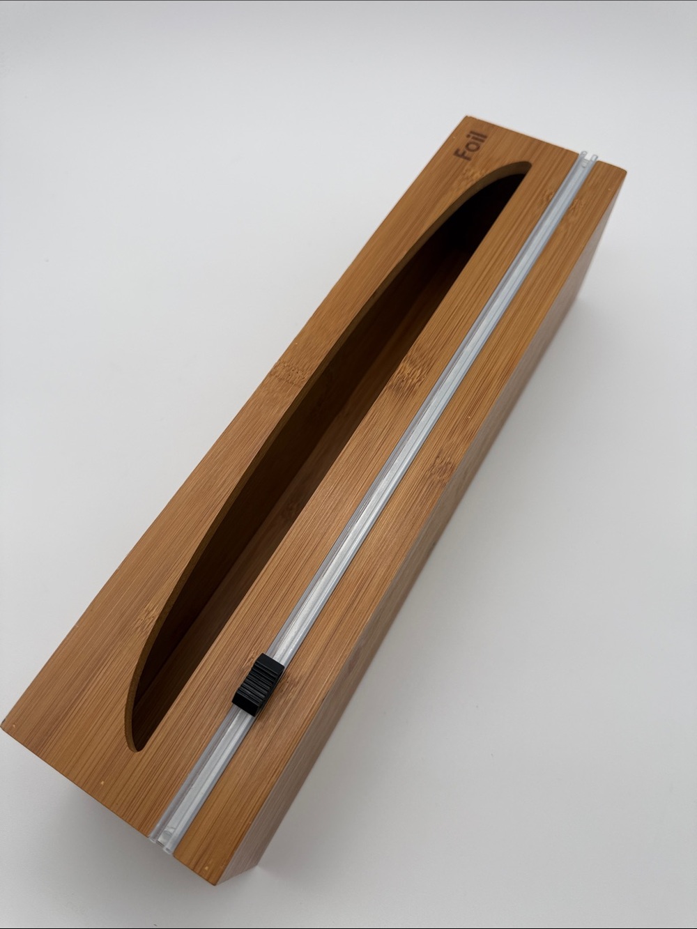 Bamboo Aluminum Foil Dispenser with Sliding Cutter Kitchen Organizer